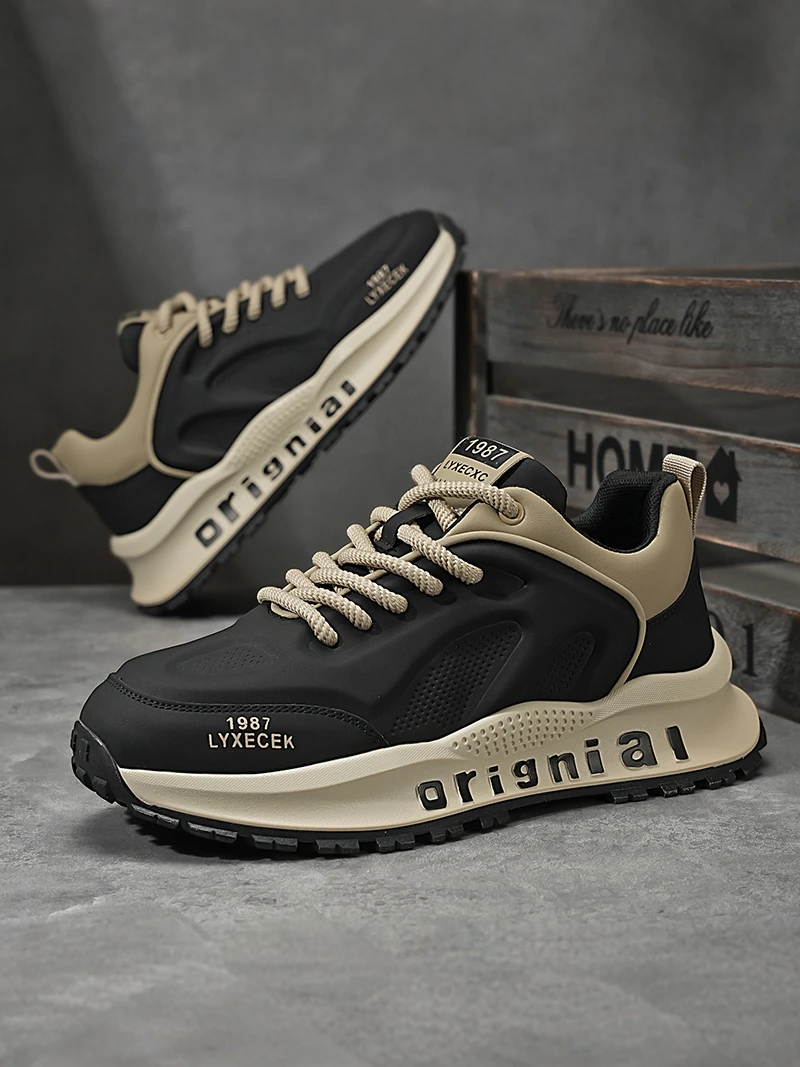 Agan Men's Casual Sport Shoes 2026 New Fall Fashion Anti-slip Lightweight Running Shoes Breathable Mesh Inner Deep Mouth Lace-up