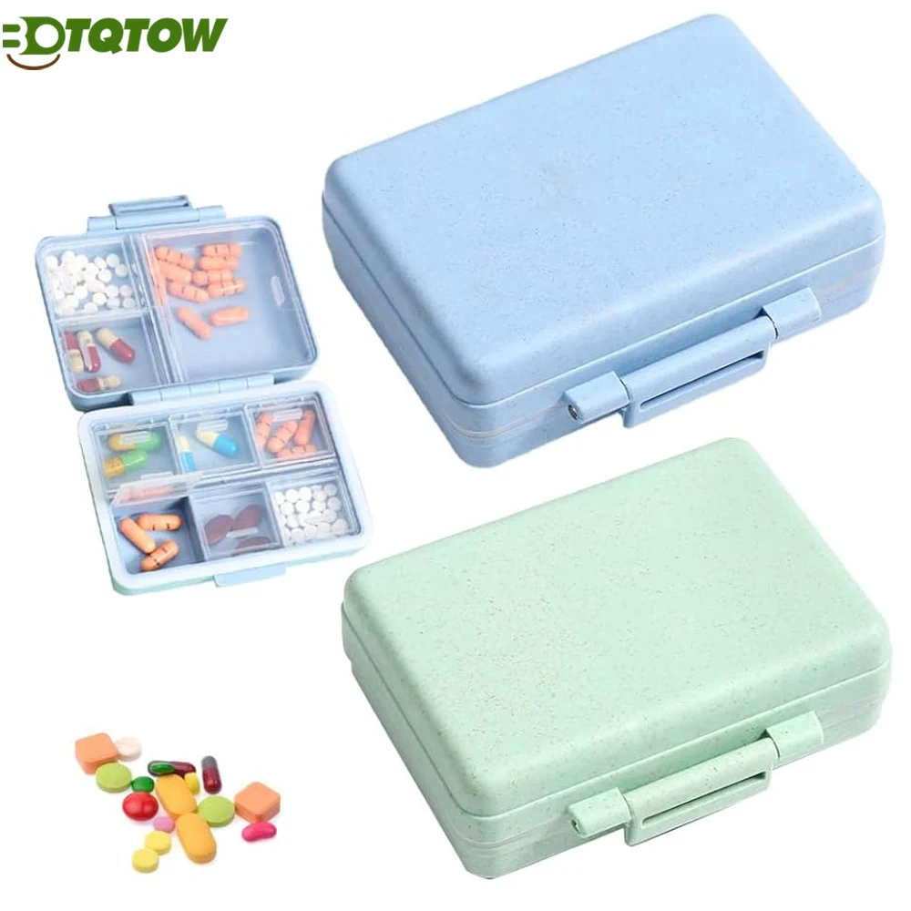 

1PCS Daily Pill Organizer,9 Compartments Portable Sealed Pill Box,Waterproof Design Pill Box for Wallet Pocket to Hold Vitamins