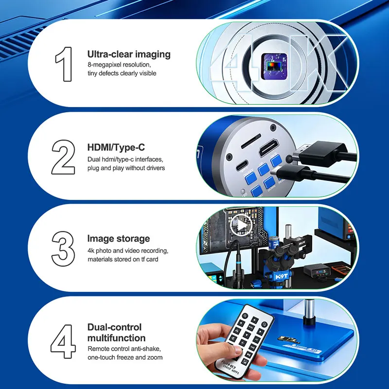 RELIFE MC4 4K HD Camera Ultra-clear Imaging Dual HDMI/Type-c Interfaces Output， Compatible With Various Microscopes