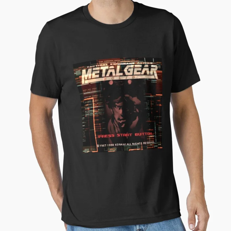 

Kojima video game Press Start Button Metal Gear Solid t shirt for men 100% cotton large size Adult tops S-6XL