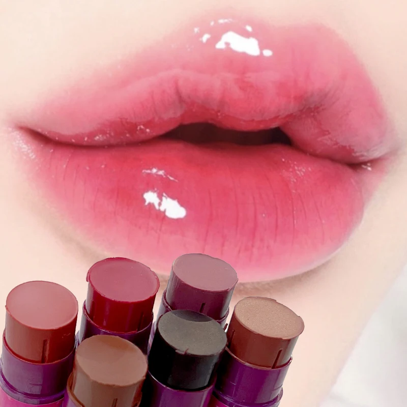 Moisturizing Grape Fruity Lip Balm Set Lasting Anti-dry Soild Lip Gloss Colored Hydrating Lips Tinted Korean Makeup Cosmetics