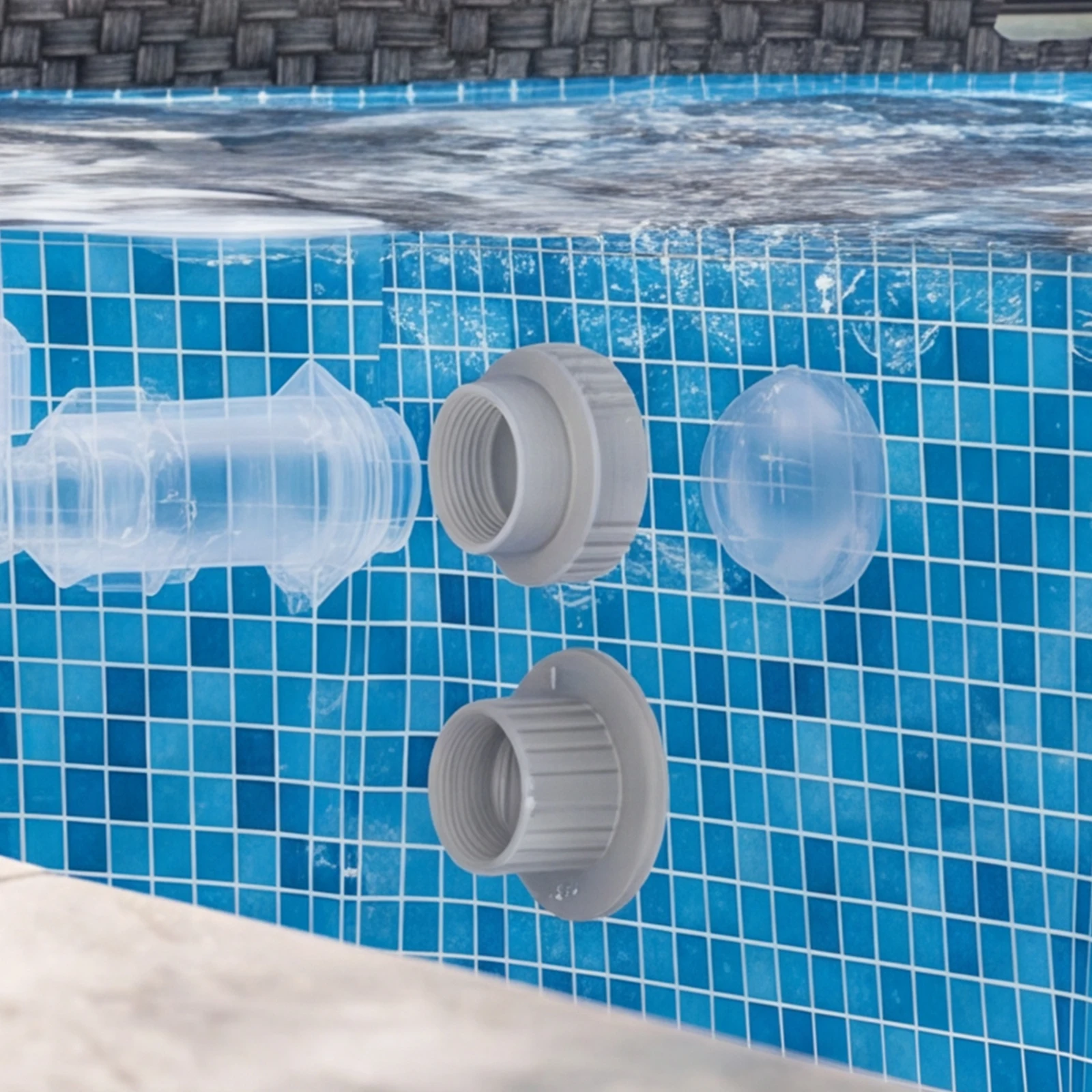 2Pcs Pool Fountain Adapter Set Non-Slip Ground Pool Fountain Adapters ABS Swimming Pools Equipment For SummerWave & Funsicle