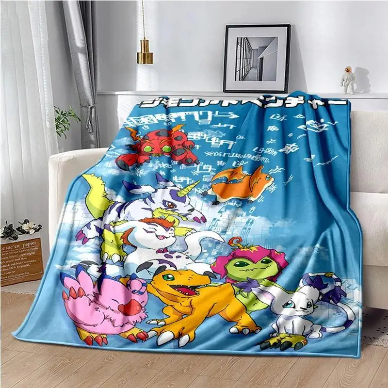Japane Cartoon D-Digimon Throws Blanket Sofa Hiking Picnic Super Soft Quilt Bed Thermal Cute Anime Flannel Custom blankets