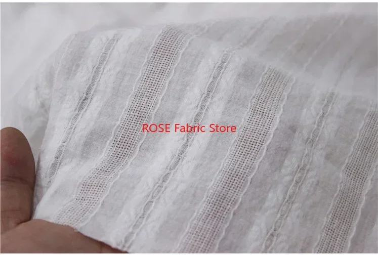 White Jacquard Cotton Fabric Handmade DIY Clothes Dress Accessories Sewing Accessories