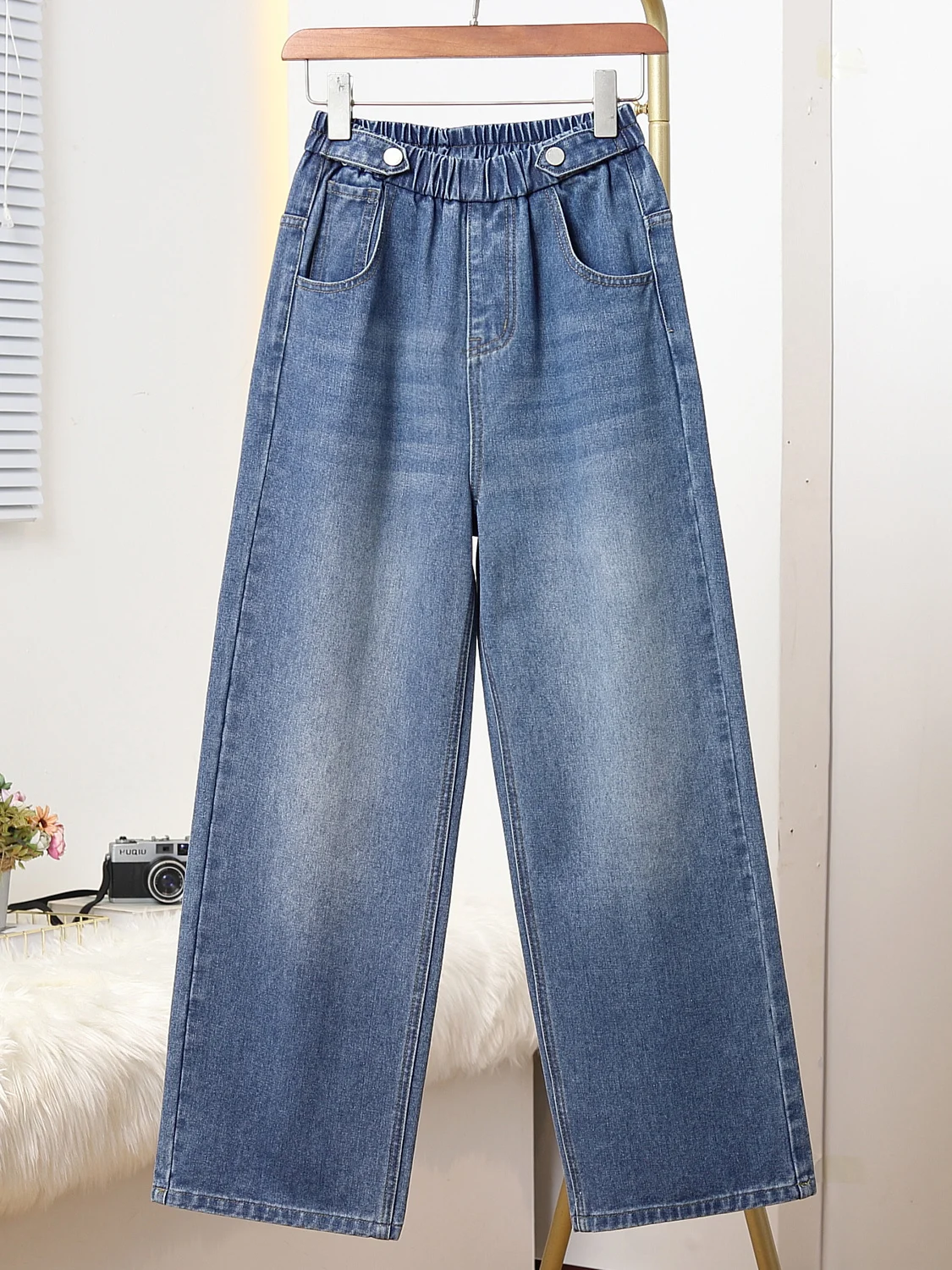กางเกงยีนส์ผู้หญิงทรงหลวม ขาบาน ยาวคลุมเท้า ทรงตรง ผ้าฝ้าย สไตล์ลำลอง สวมใส่สบาย ฤดูใบไม้ผลิ 2026