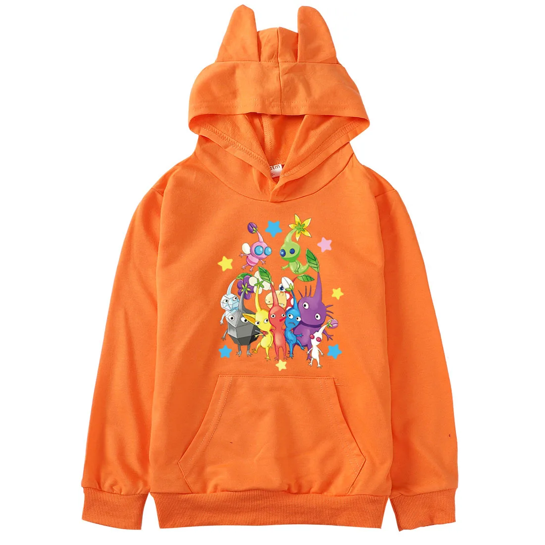 Pikmin 4 Girls Spring and Autumn Long Sleeved Sweatershirt Children's Hooded T Shirt Baby Boys Fashion Tops Clothes Teens Tees