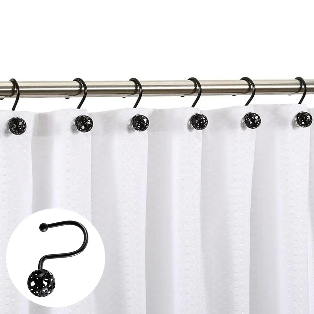 Shower Curtain Hook 12Pcs Creative Rustproof Reusable  Washroom Bathroom Curtain Rod Hooks Household Supplies