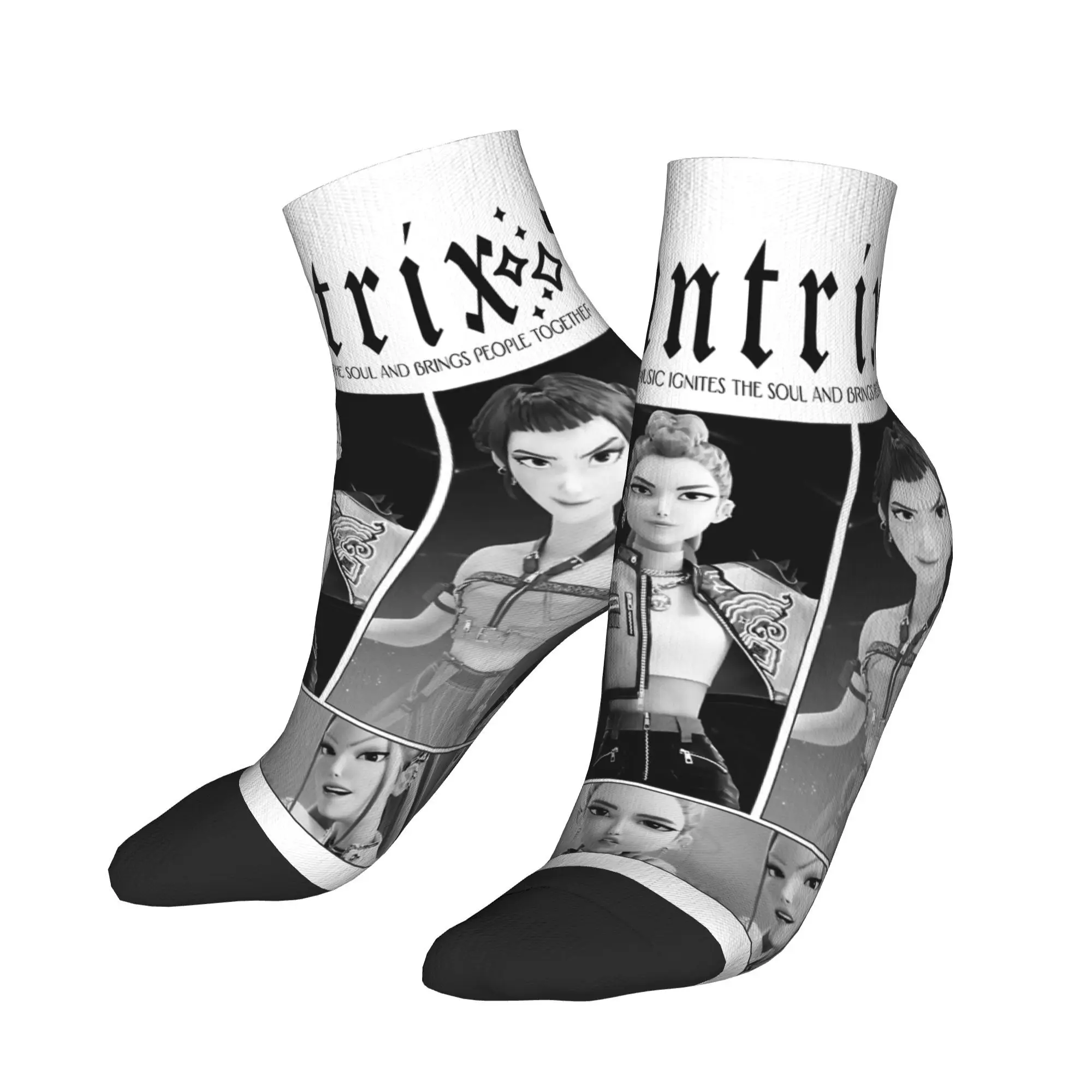 

Huntrix Rumi Mira Zoey носки до щиколотки K-pop Demon Hunters противоскользящие мягкие велосипедные носки для мужчин весенние носки на заказ в стиле ретро