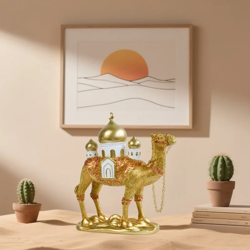 Light Luxury Classical Middle Eastern Camel Resin Handicrafts Ornaments Office Living Room Desk Sculptures Ornaments Home Decor