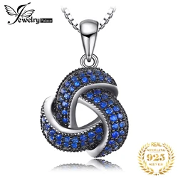 JewelryPalace Flower Knot Created Blue Spinel 925 Sterling Silver Pendant Necklace for Women Fashion Gemstone Choker No Chain