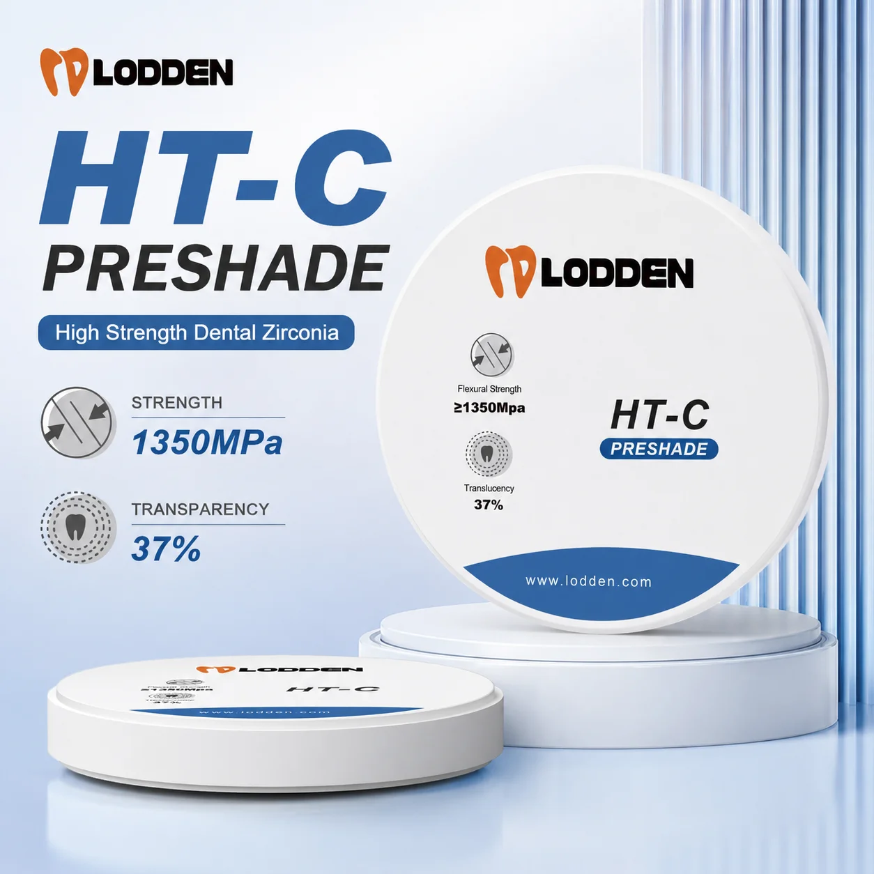 Lodden HT-C Preshade Dental Zirconia Block 10-25mm Vita16 Color 98mm CADCAM Block For Dental Lab Use Dental Materials