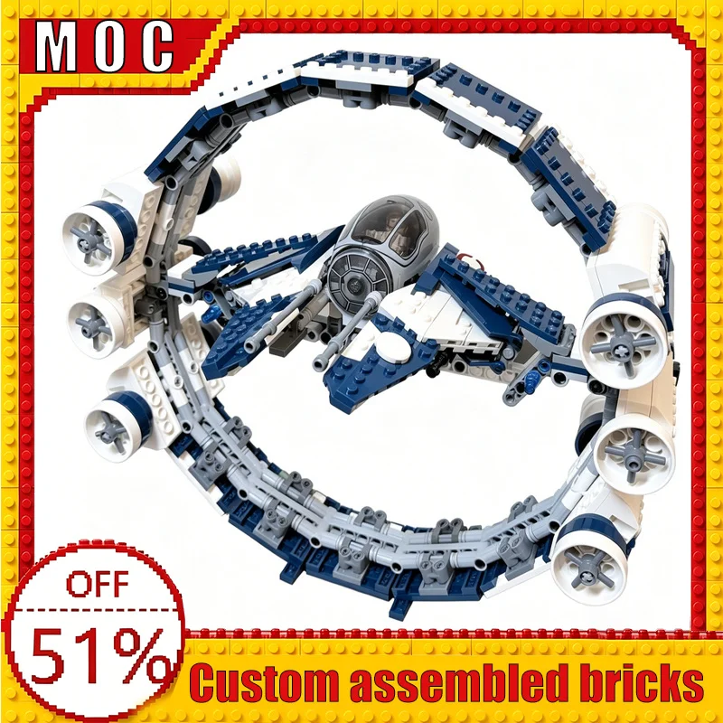 NEW 666PCS Obi‑Wan's With Hyperdrive Booster Ring War Series Starfighter MOC Model Building Blocks DIY Assembly Educational Gift