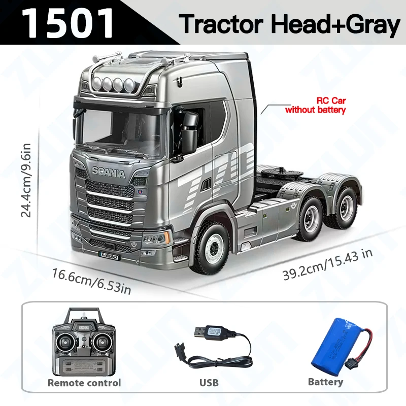 HUINA 1501 2.4G RC Truck Met Licht 1:18 4WD Volledige Schaal 19CH Afstandsbediening Auto Legering Zware Vrachtwagen Trailer model Speelgoed Voor Kid Gift