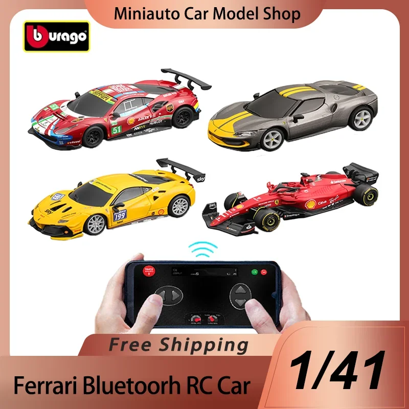 Bburago-Voiture télécommandée Bluetooth Ferrari 1:41, alliage l'inventaire, modèle moulé sous pression, jouet de voiture RC, cadeau pour enfant, nouveau produit, en stock