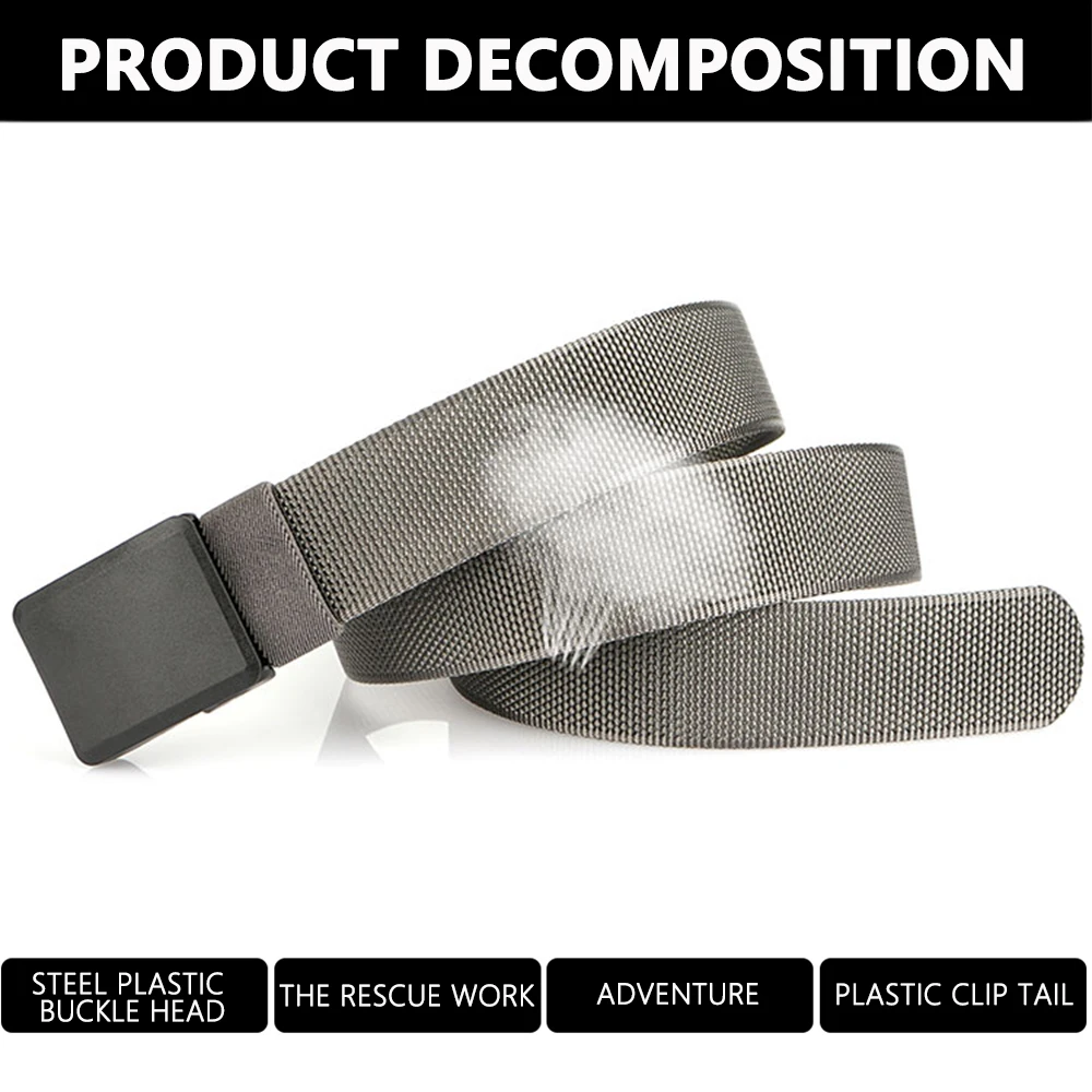 TUSHI Neuer elastischer Gürtel für Herren ohne Metall, Schnellverschluss, Nylon-Schnalle, weiche Faser, Unisex, Stretch-Gürtel, Wandern, Angeln, Sportgürtel – Detail 10