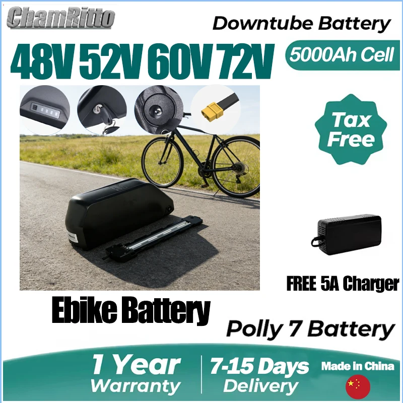

Electric bicycle Battery 48V cham rider 30ah Batterie 52V 40ah Hailong 60v 50ah 1000W Lithium Battery 72v 40ah 2000w ebike kit