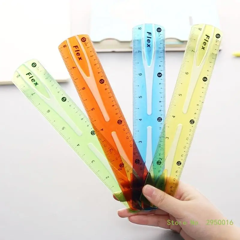 2Pcs Color Flexible Rulers Soft Bendable Plastic Rulers Duals Scale Bendable Flexible Rubber Rulers Clear Straight Ruler