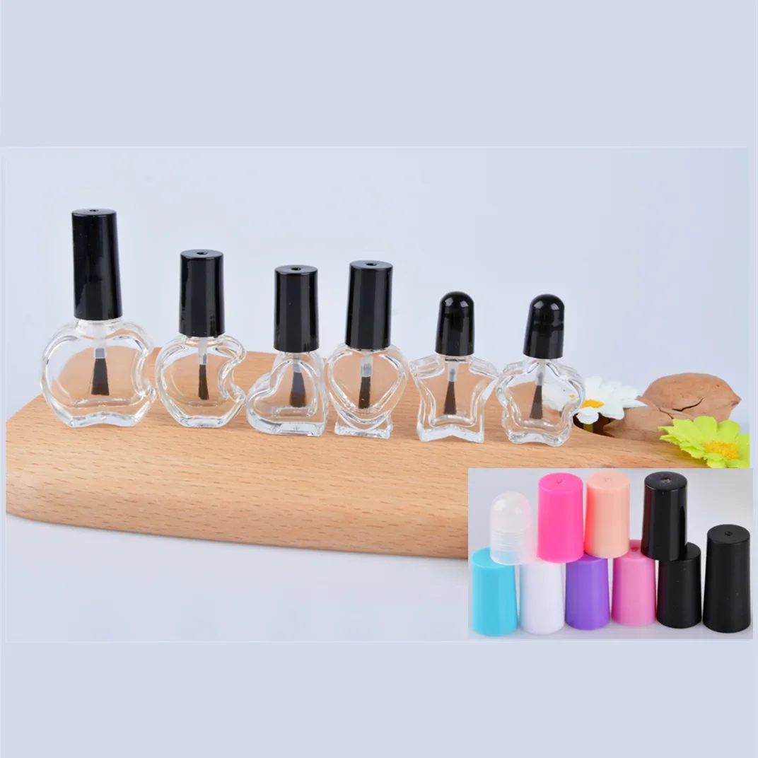 4/5/6/8/10ml Cylinder/heart/ Mini Empty Nail Polish Bottle Small Plastic Nail Polish Bottles DIY Sample Refillable Bottles