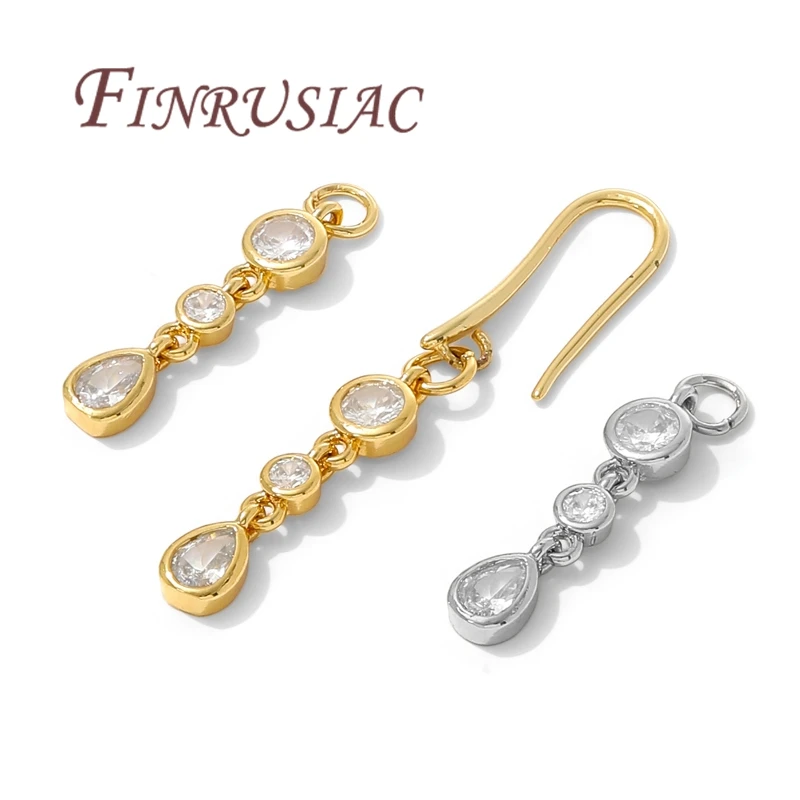 18K Gold Plated Brass with Zircon Charms For Jewelry Making,Long Pendants Charm For Necklaces Accessories,Earrings Findings image 6