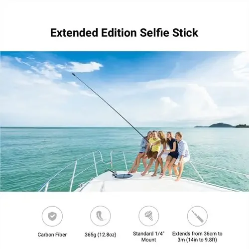 Insta360 New 3m Ultra-long Extended Edition Carbon Fiber Selfie Stick For Insta 360 ONE X2 /ONE R/ONE X view 5