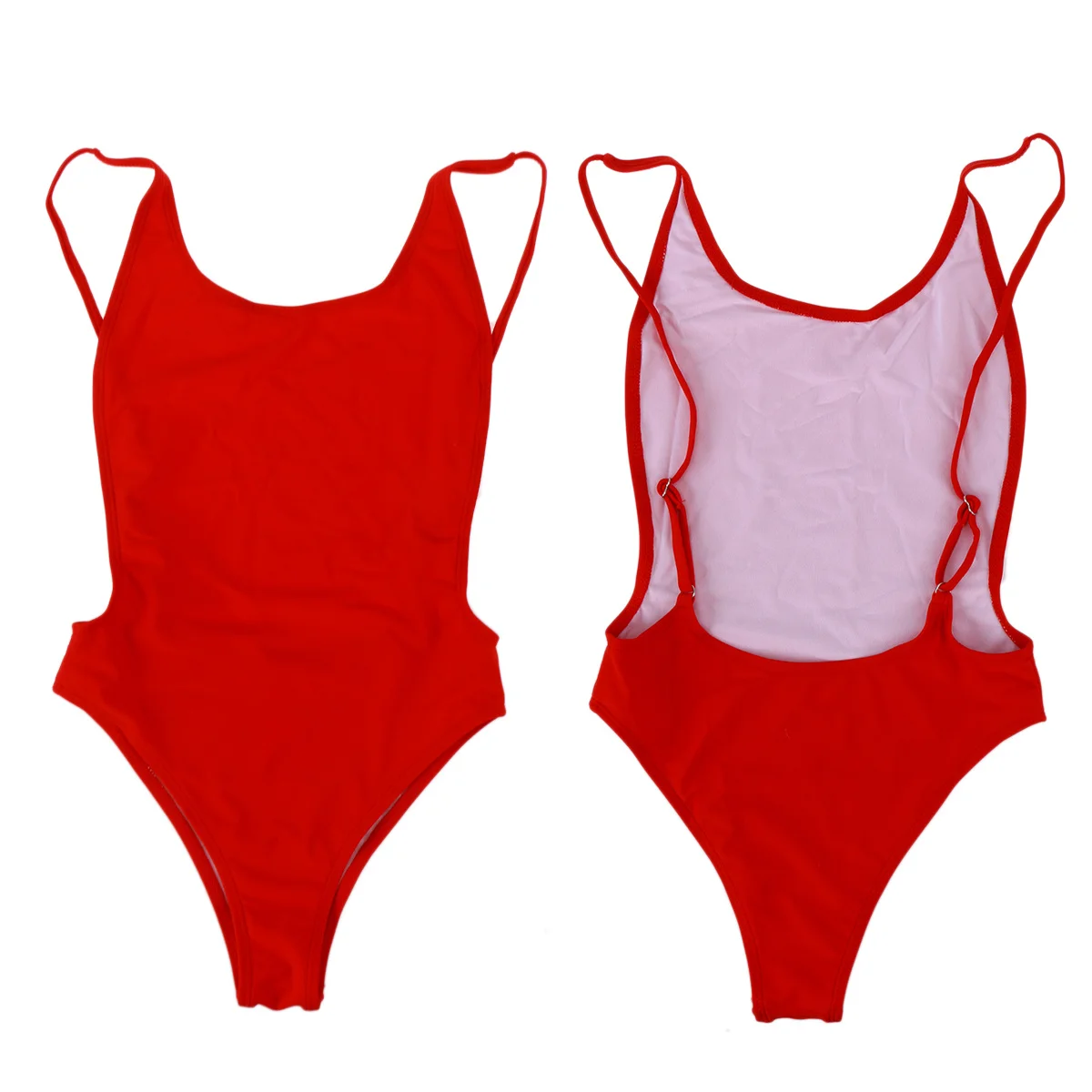 

Women One-Piece Swimsuit Red Size Sling Backless High Waist Swimwear Beach Bathing Suit for Women High Waist Swimsuit