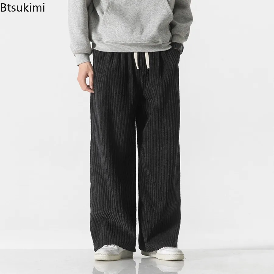 Man Autumn Loose Corduroy Harem Pants Men Solid Color Casual Sweatpants Mens Hip Hop Trousers Fashion Drawstring Jogging Pants