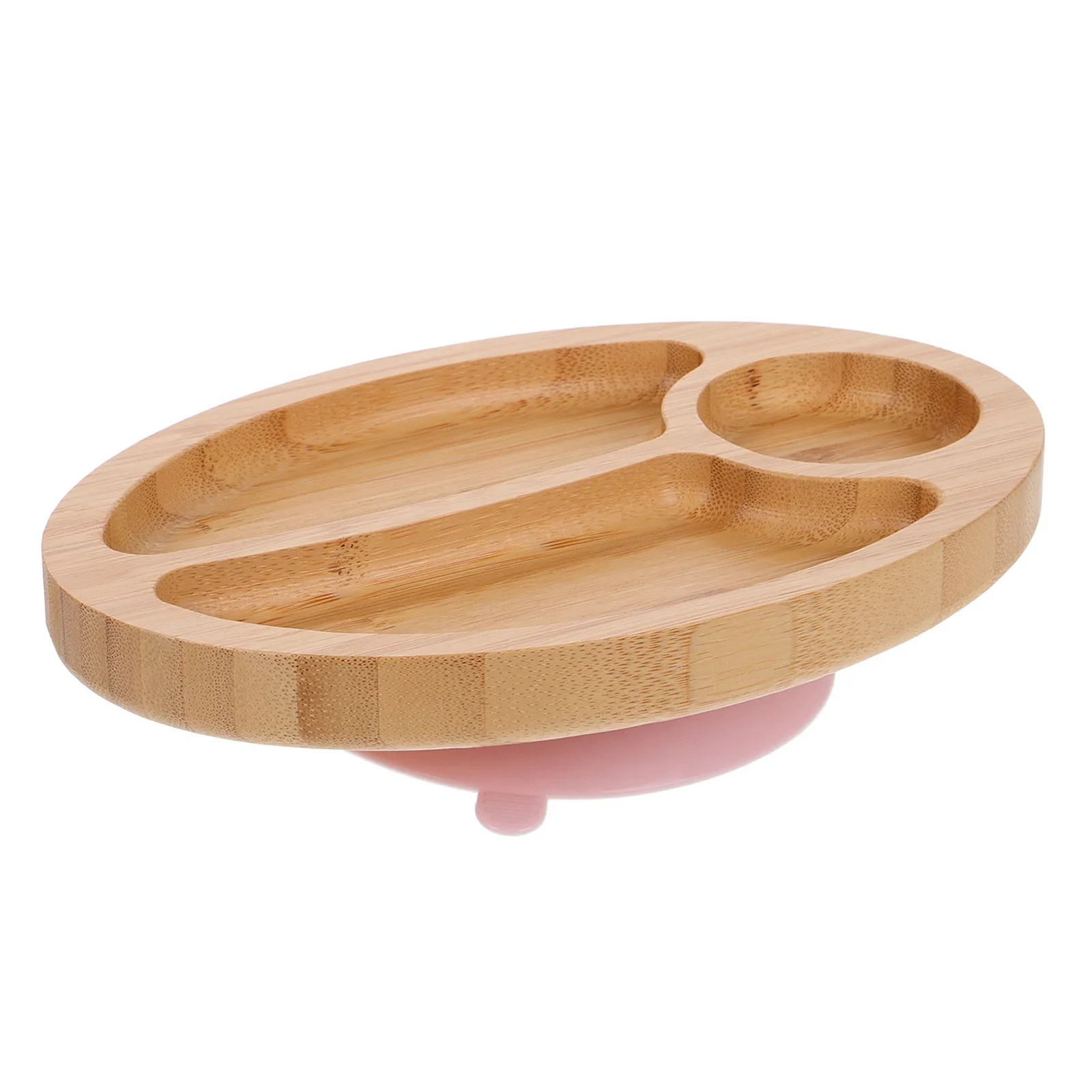 Bamboo Suction Plate Divided Feeding Dish Toddler Infant Reusable Bamboo Plate Baby Suction Bowl Toddler Utensils