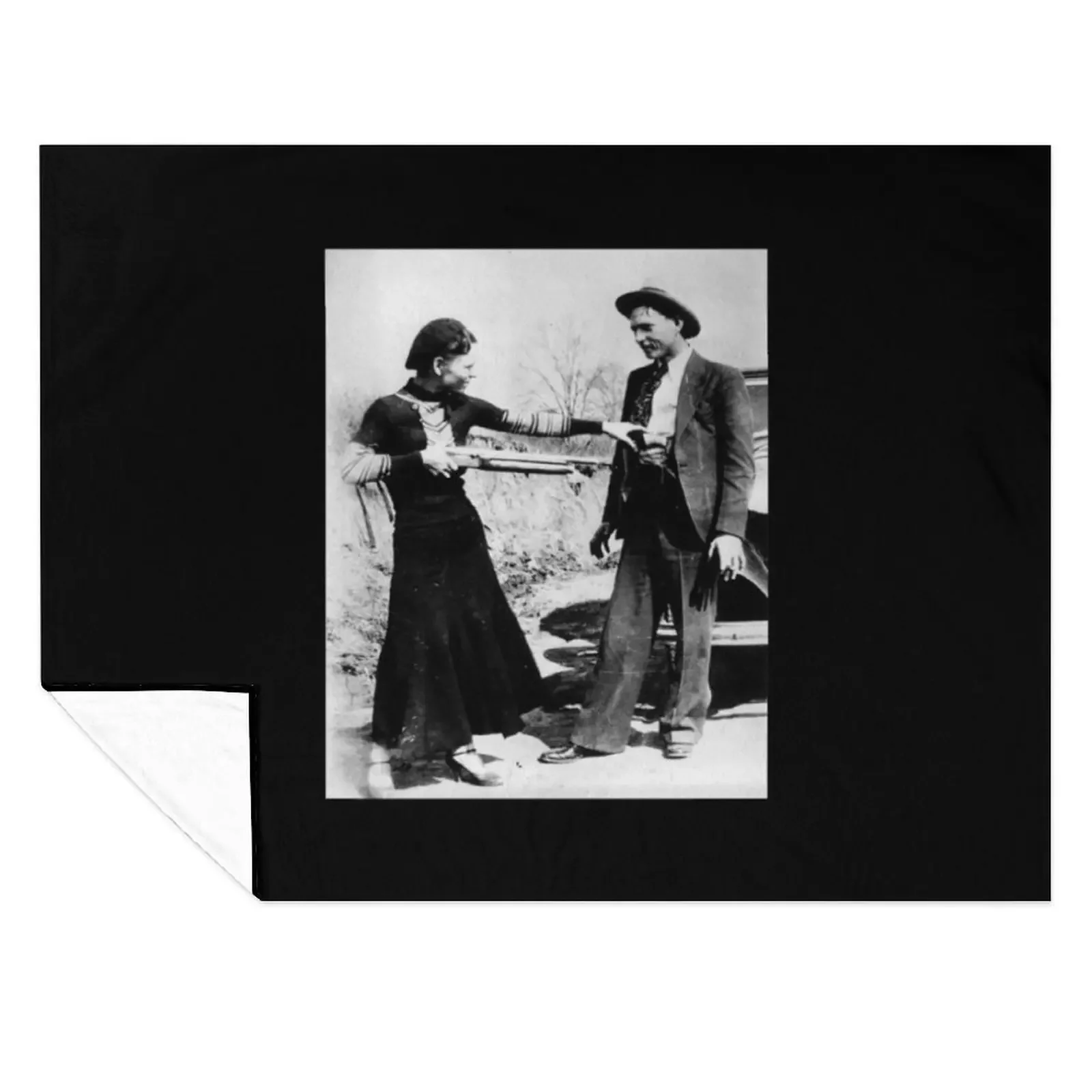 

Bonnie & Clyde With Rifle Throw Blanket Shaggy Personalized Gift Extra Large Throw Custom Blankets
