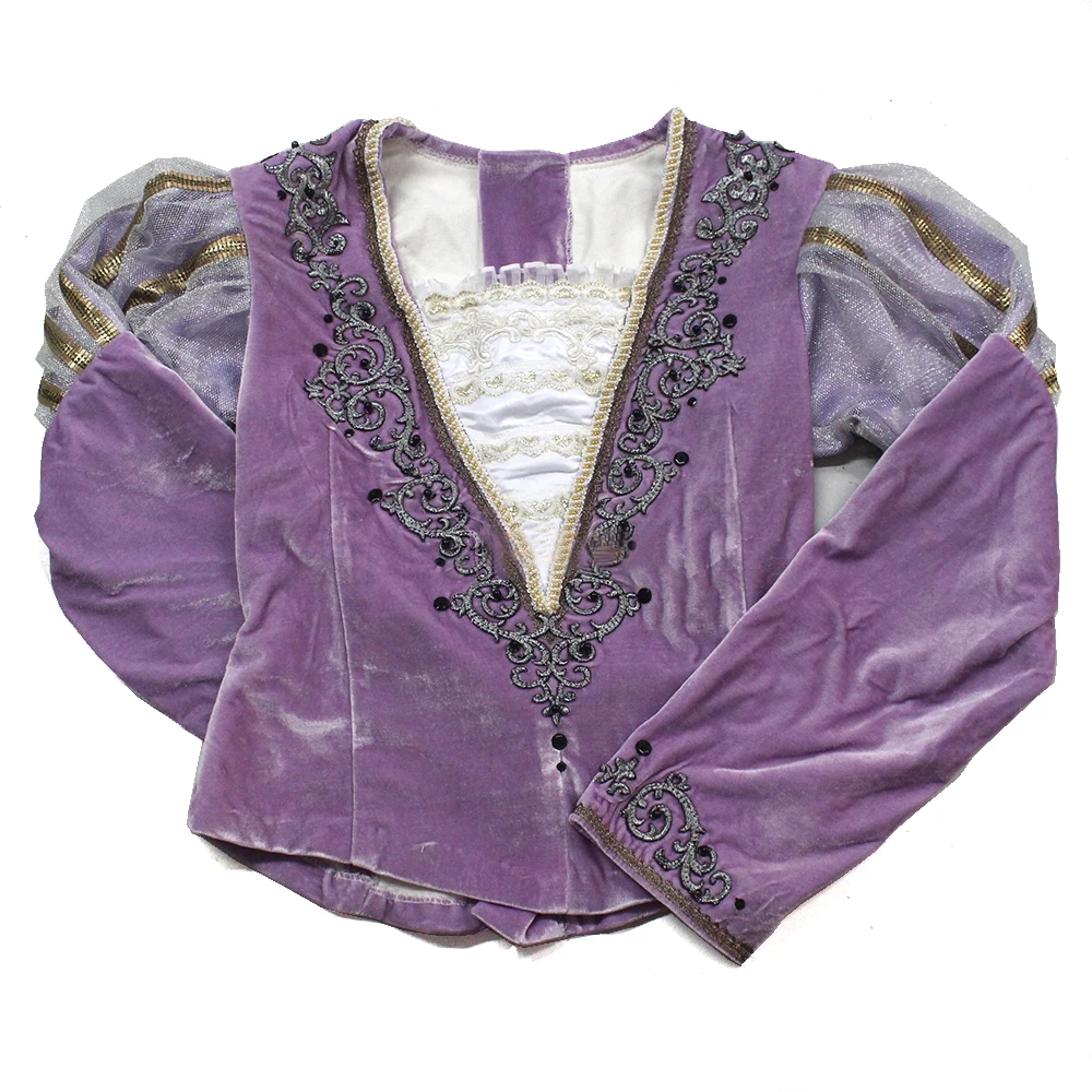 

FLTOTURE Boy Elastic Lilac Velvet Professional Dance Top Ballet Performance Sleeping Beauty Jacket Costumes Prince Tunic Outwear