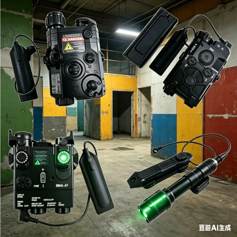 

OGL PEQ-15 DBAL-A2 Model Battery Box Green LED Flashlight Strobe Pressure Tail Switch Rail Toy Accessories