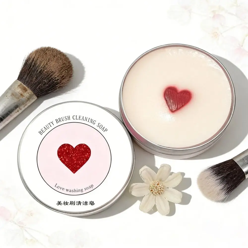 Sabão para Limpeza de Pincéis de Maquiagem com Aroma de Pêssego em Forma de Coração Ferramenta de Limpeza Profunda Remoção de Cor