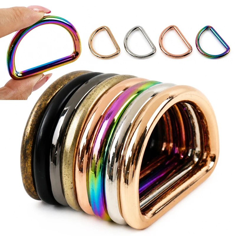 10Pcs 10-50mm Metal D Ring Buckles Bag Strap Connect Buckle Seamless Rings for Dog Leashes Webbing Hardware DIY Bags Accessories