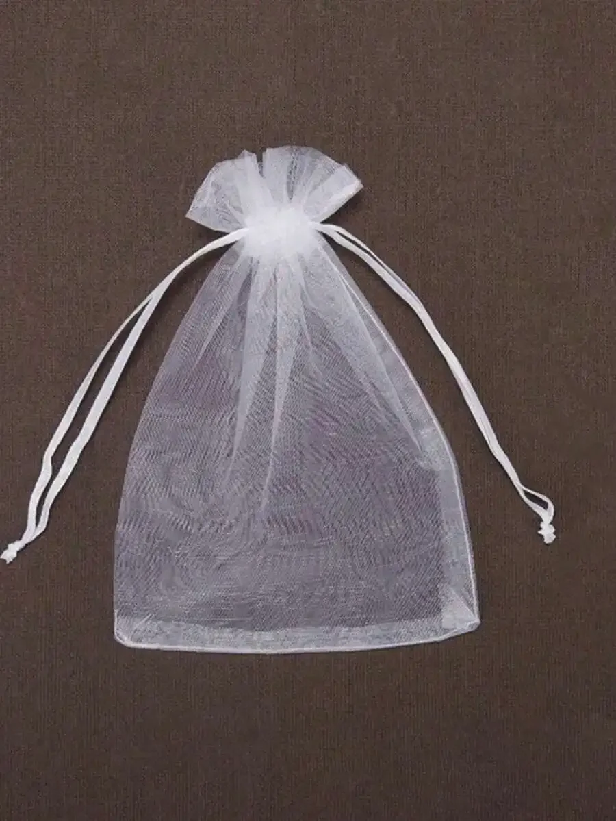 White Organza Drawstring Gift Bag for Jewelry