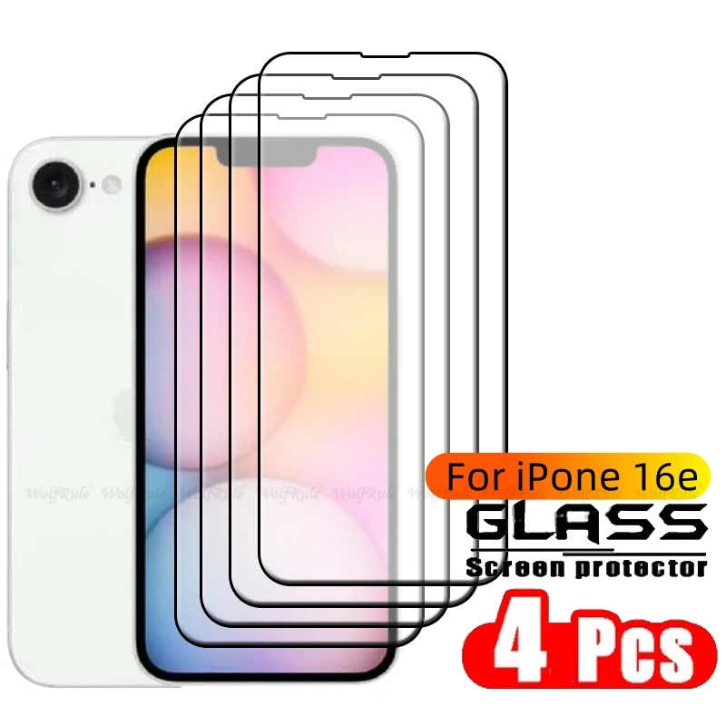 

4/3/2/1pcs For iPhone 16e Glass iPhone 16e Tempered Glass Full Cover Glue 9H HD Phone Protective Screen Protector For iPhone 16e