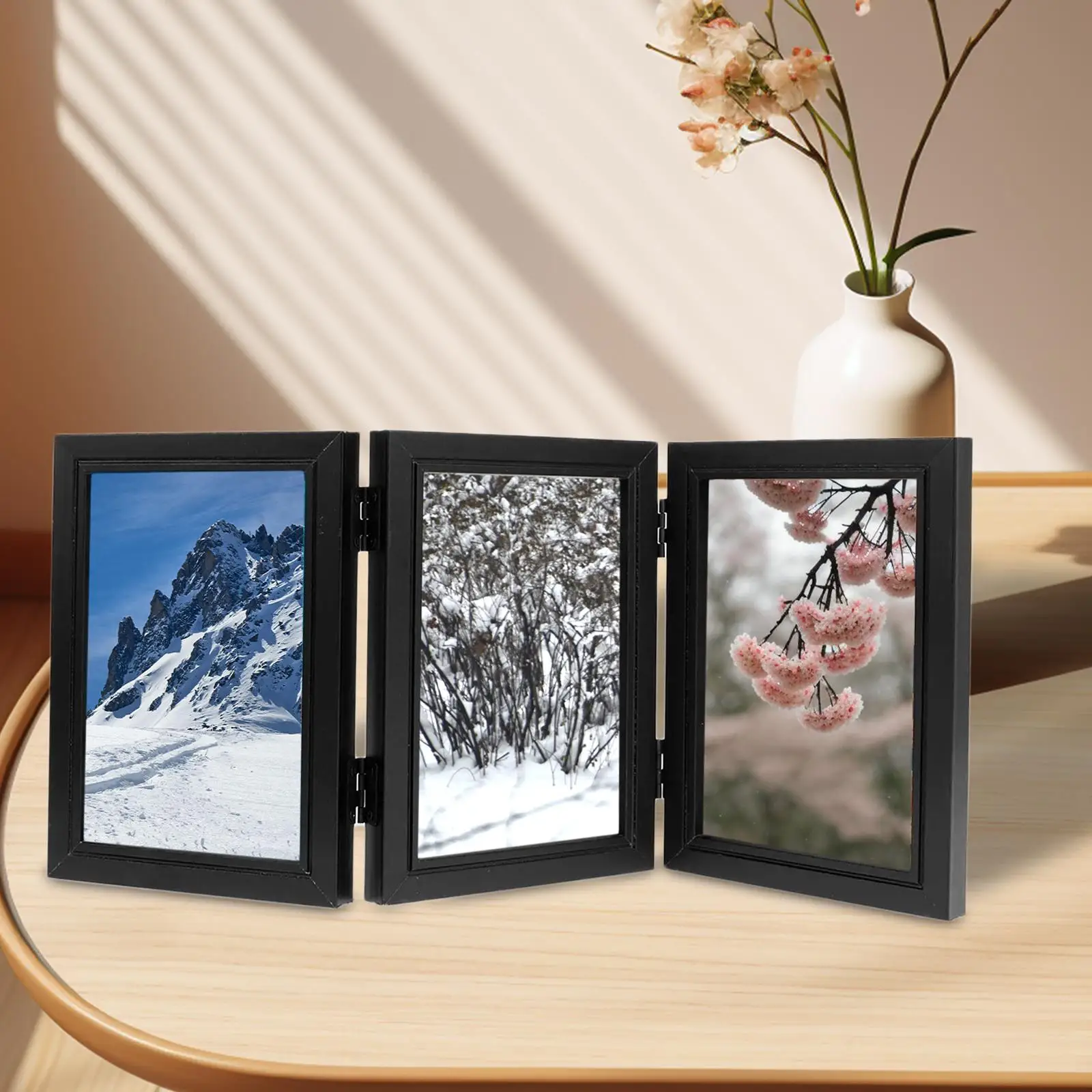 Wooden Folding Frame Photo Collage Display Stand