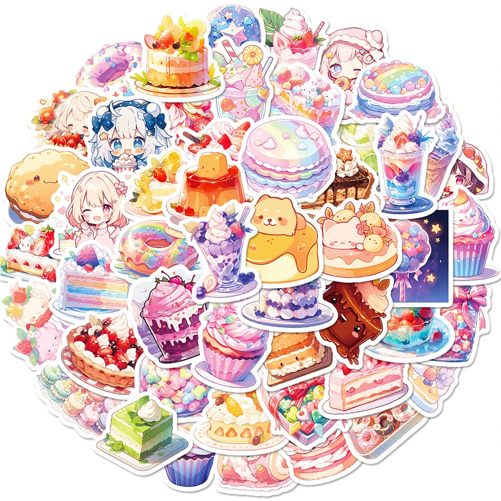 

10/30/50pcs Cartoon Delicious Dessert Serise Stickers Cute Cake Candy Graffiti Decals Sticker for Suitcase Phone Case Scrapbook