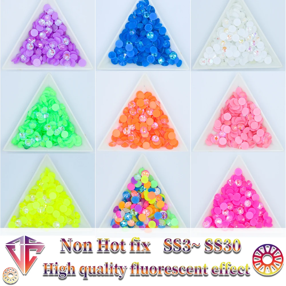 Alle Farb größe Glas nacht leuchtende Neon Strass steine cтразы Flatback nicht Hot Fix Strass Fluoreszenz Stein Nail Art Dekorationen