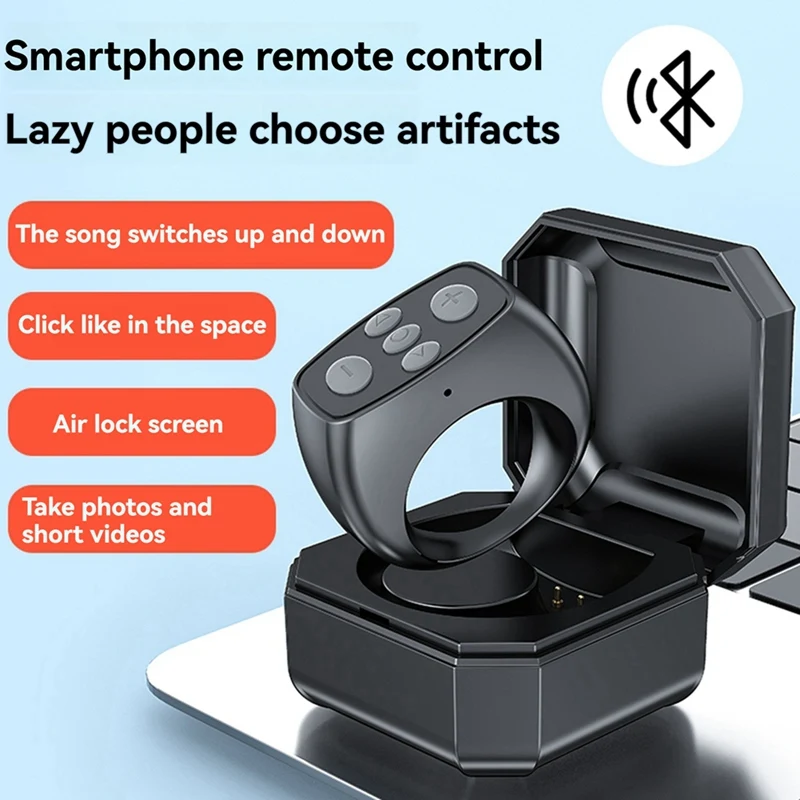 JAJA Ring Mobile Phone Bluetooth Remote Control Mini Charging Case Camera Remote Shutter For Remote E-Book Page Turning