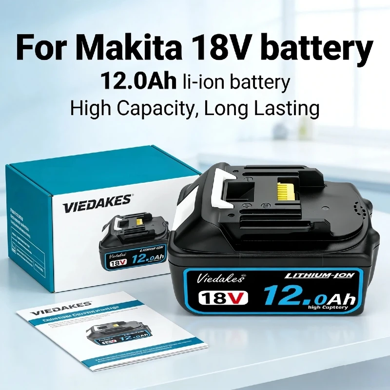 

100% original for Makita 18V battery, 12.0Ah rechargeable battery, replacing BL1830 BL1840 BL1850 BL1860B, power tool battery