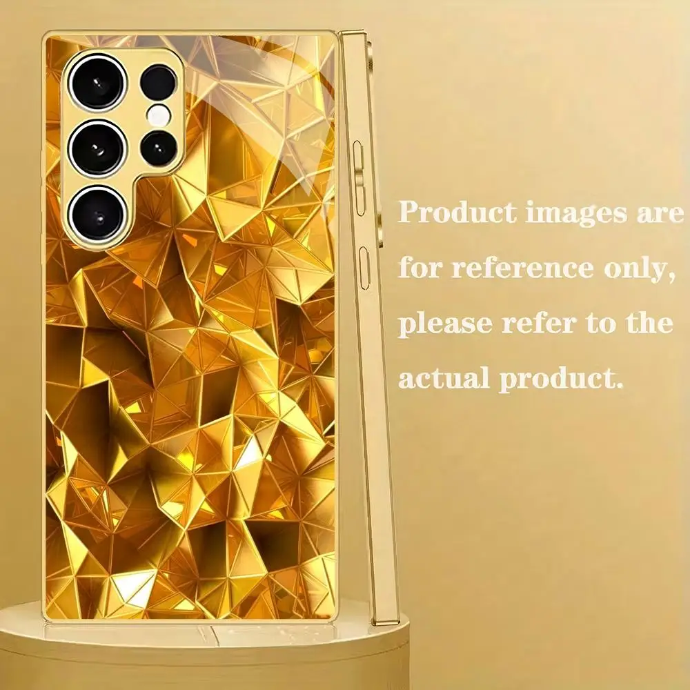 Advanced geometric pattern glass phone case suitable for Samsung GalaxyS26 S25 S24 S23 S22 S20FE/Ultra/Plus anti drop back cover