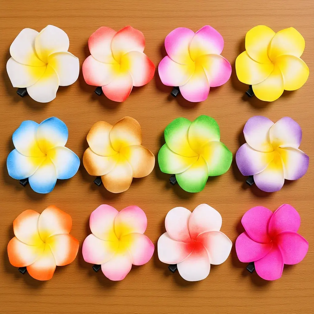 

12Pcs Artificial Plumeria Hair Clips Hawaiian Flower Hair Accessories Summer Beach Luau Party Decoration Flower Clip