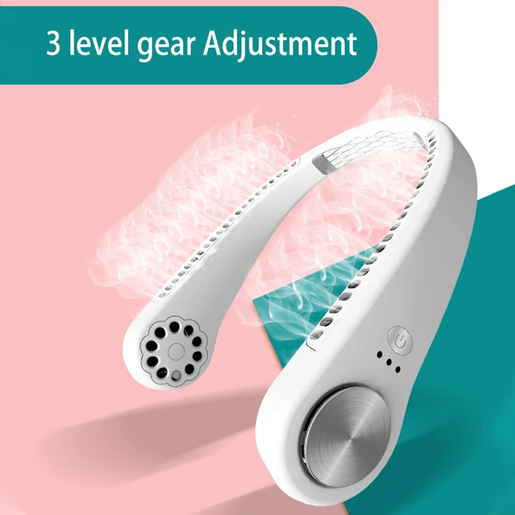 Portable Neck Fan - Rechargeable Headphone Design Neckband Fan with 3 Level Air Flow, for Sports, Office & Outdoor