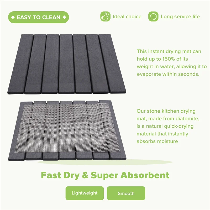 

A76X-Водопоглощающий коврик с диатомовой землей для кухонной стойки, складной и супервпитывающий каменный коврик для сушки посуды