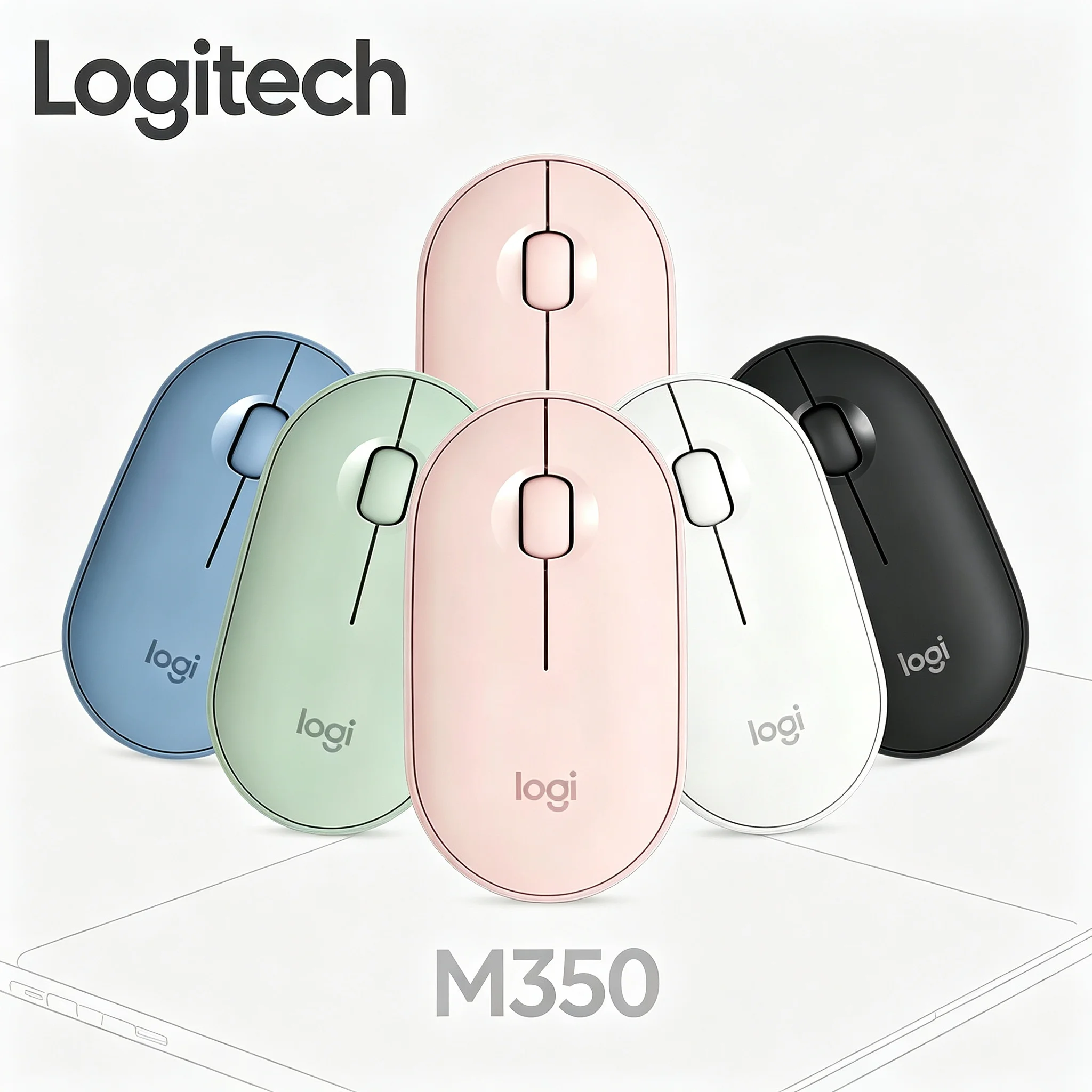 Logitech Pebble M350 2.4G Wireless Mouse With Nano Receiver Silent Slim Portable Office Computer Mouse