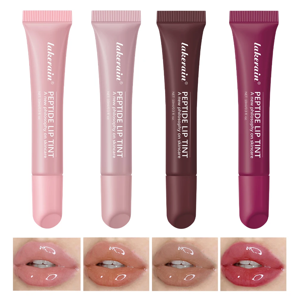 4szt Mirror Lip Glaze Nawilża Galaretkowy olejek do wzbogacania ust Trwała woda Lekki szklany olejek do ust Usuwa linię Serum chroniące wargi