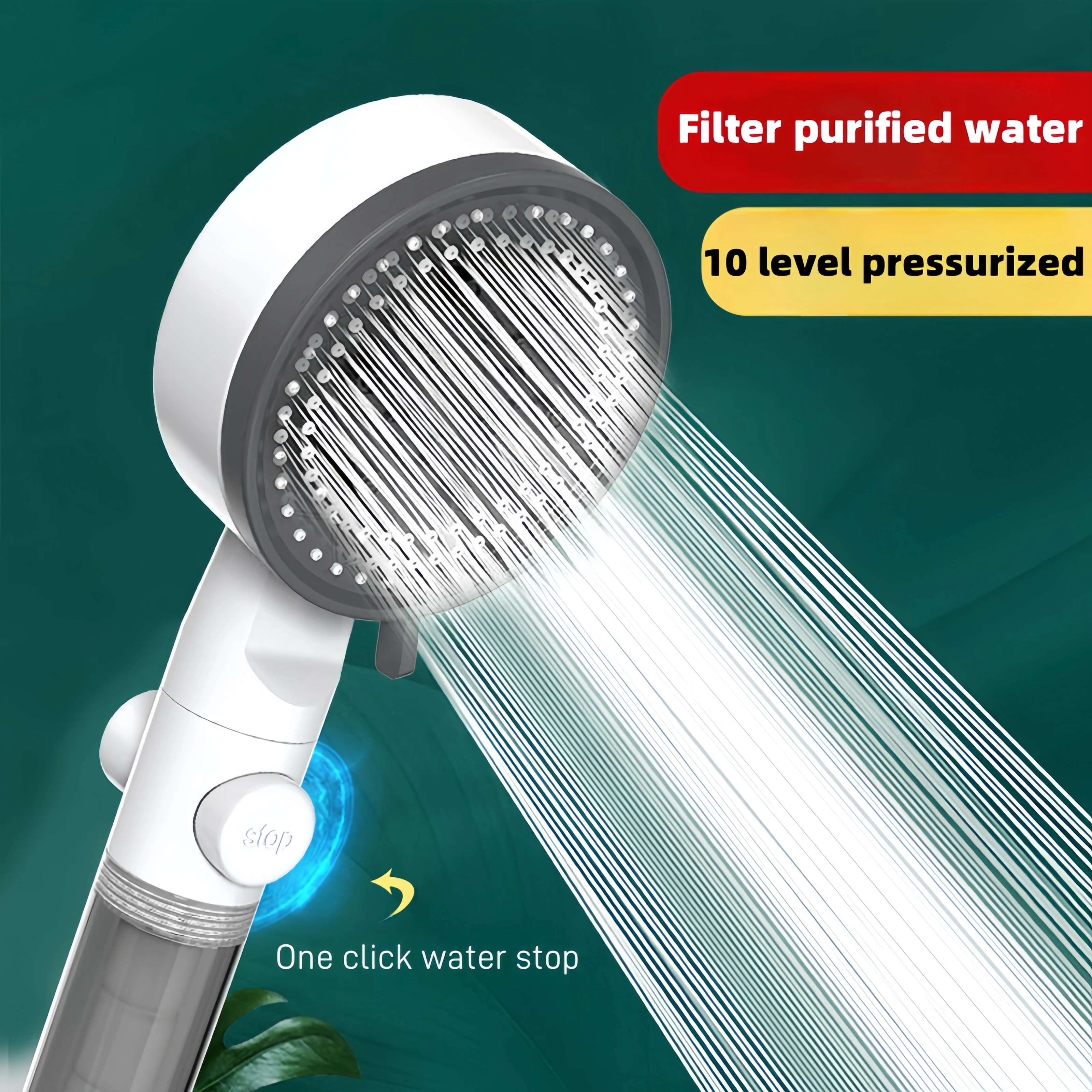 High Quality Shower Filter 10 Mode Shower Head Showers for Bathroom Items One Click Water Stop Showerhead Accessories Portable