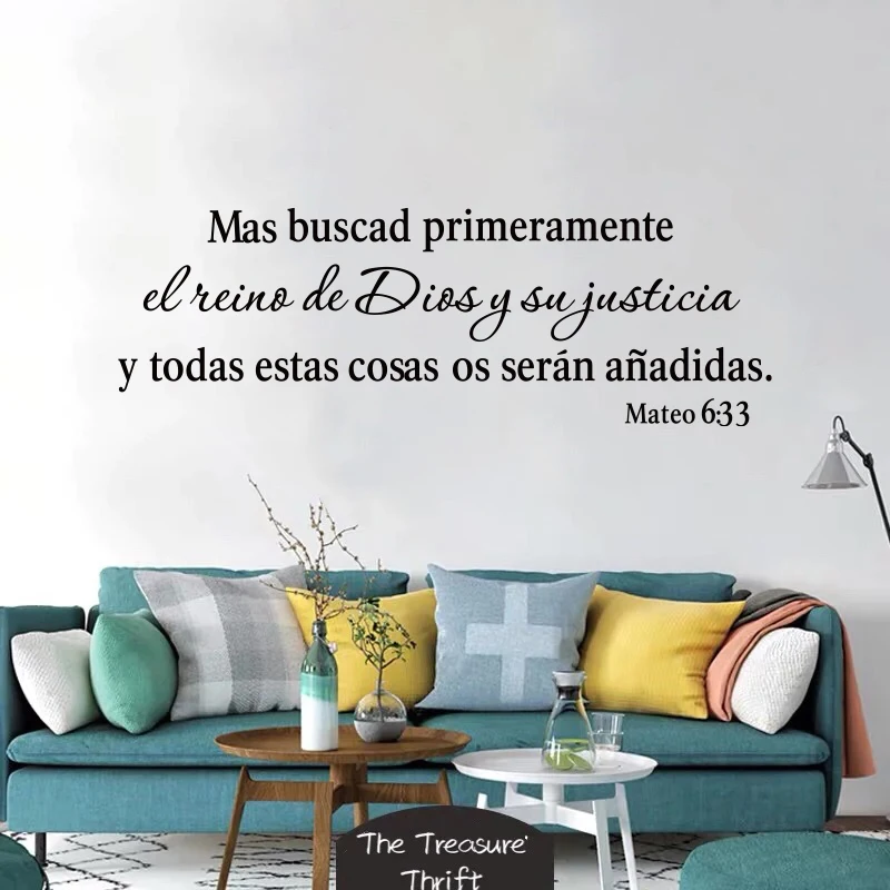 Matthew 6:33 Spanish Bibel Verse Wall Sticker Bedroom Living Room But Seek First The Kingdom of God Christian Wall Decal Decor