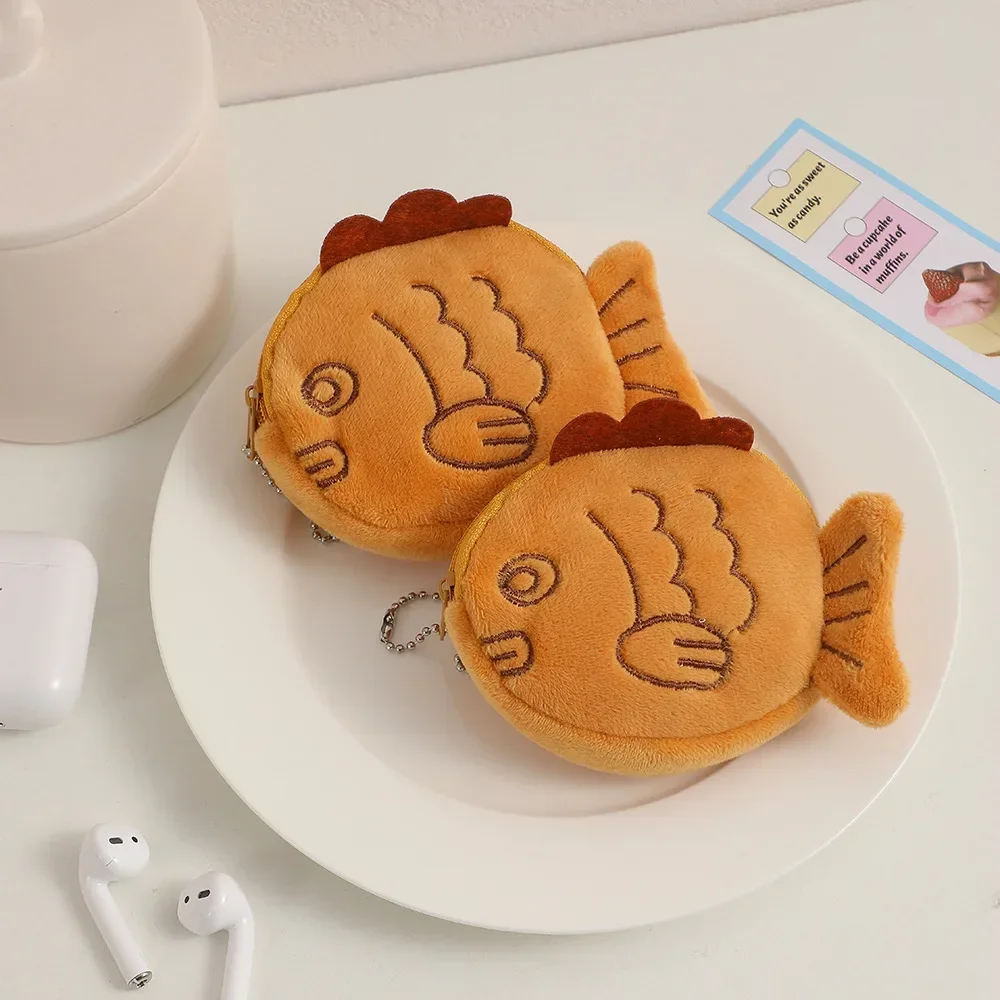 Cartoon Snapper Plush Coin Purse Cute Children's Coin Pouch Kids Cute Purse Mini Purse Earphone Data Cable Storage Bag Pendant