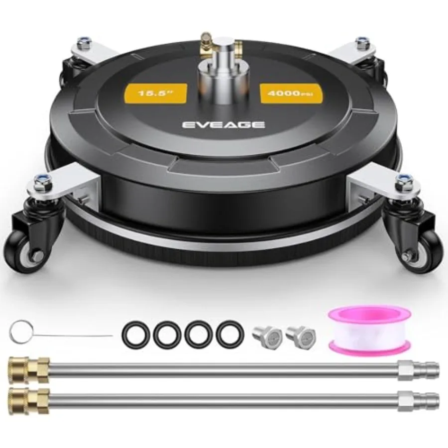 

15.5" Pressure Washer Surface Cleaner with 4Wheels Stainless Steel Power Washer Accessory for Driveways Patios Cleaning