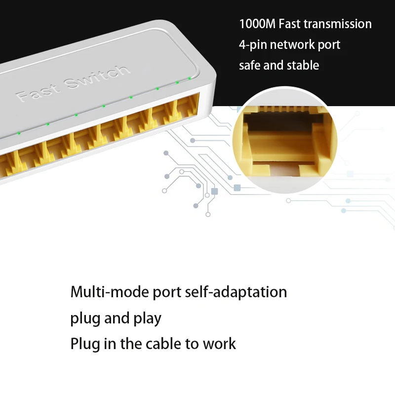 RJ-45 LAN-Adapter RJ45 HUB Sharing Switch 8-Ports Netzwerk-Switch Gigabit Ethernet Switcher 10/100/1000 Mbit/s Internet-Splitter